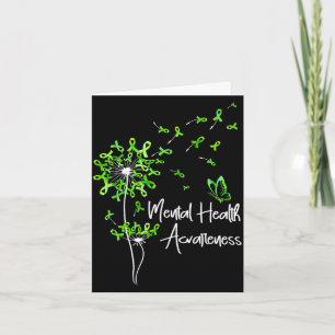 Green ribbon dandelion butterfly mental healthGree Card
