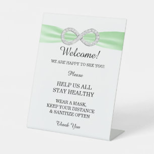 Green Ribbon Diamond Infinity Wedding Safety Pedestal Sign