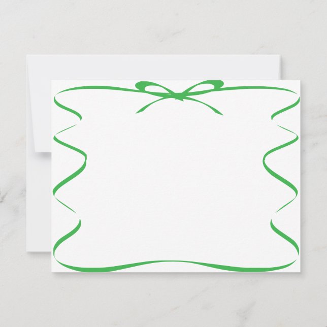 Green Ribbon Drawing Blank Note Card (Back)