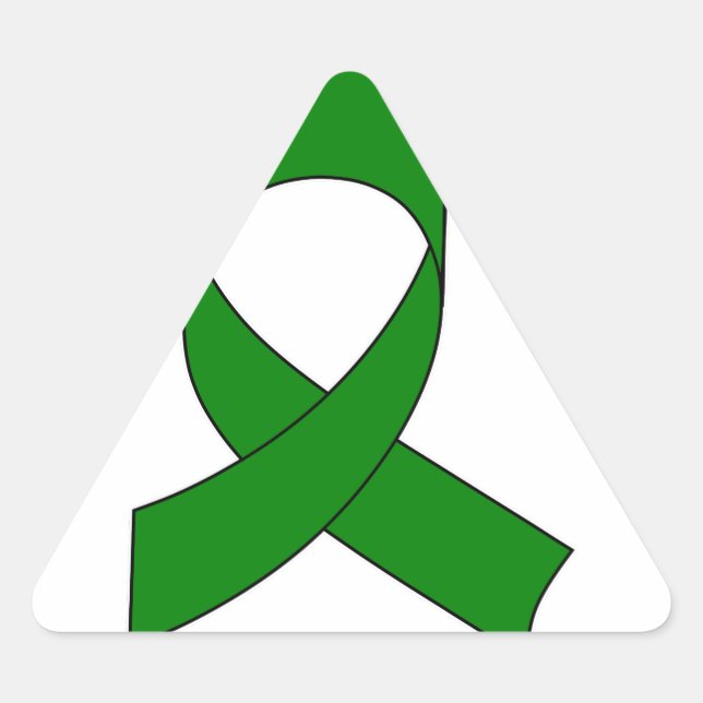 Green Ribbon Drawing Triangle Sticker (Front)