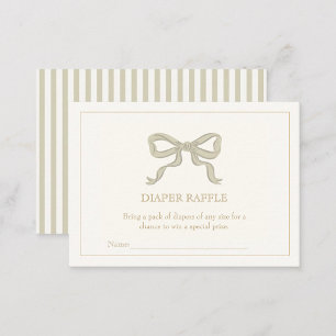Green Ribbon Gender neutral Diaper raffle Enclosure Card