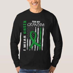 Green Ribbon Grandpa Kidney Disease Awareness Flag T-Shirt