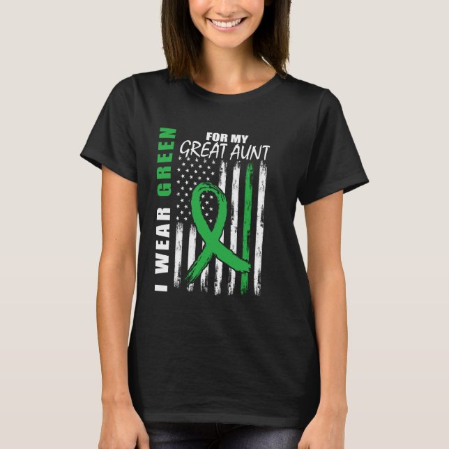 Green Ribbon Great Aunt Kidney Disease Awareness U T-Shirt (Front)