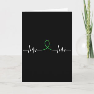 Green Ribbon Heart Beat - Mental Health Awareness  Card