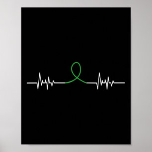 Green Ribbon Heart Beat - Mental Health Awareness Poster