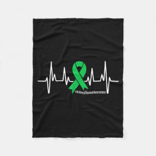 Green Ribbon Heartbeat Kidney Disease Awareness Me Fleece Blanket