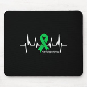 Green Ribbon Heartbeat Kidney Disease Awareness Me Mouse Pad