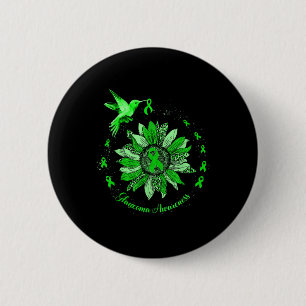 Green Ribbon Leopard Sunflower Glaucoma Awareness 6 Cm Round Badge