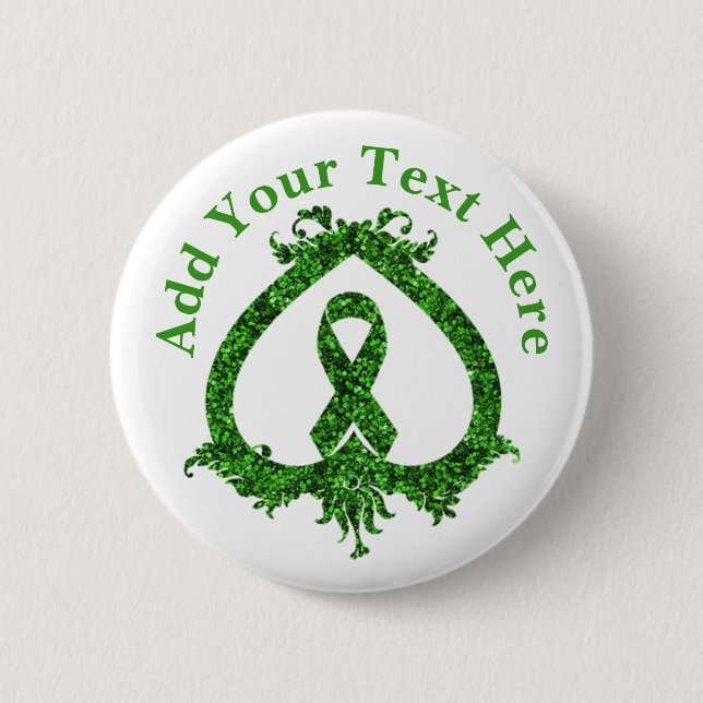  Green Ribbon Mental Health and Cancer Awareness  6 Cm Round Badge (Front)