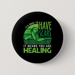 Green Ribbon Mental Health Awareness 6 Cm Round Badge