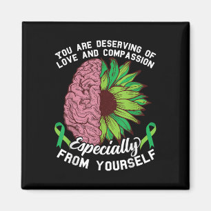 Green Ribbon Mental Health Awareness Sunflower  Magnet