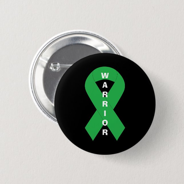 Green Ribbon Mental Health Awareness Warrior 6 Cm Round Badge (Front & Back)