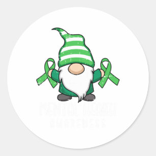 Green Ribbon Mental Health Awareness Warrior  Classic Round Sticker