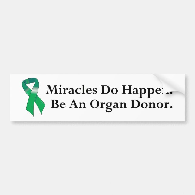 Green Ribbon Miracle Bumper Sticker (Front)