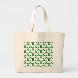 Green Ribbon Pattern Large Tote Bag