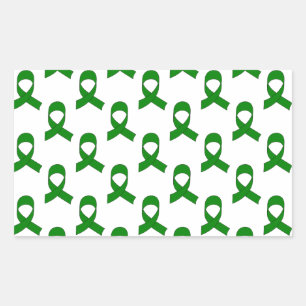 Green Ribbon Pattern Rectangular Sticker