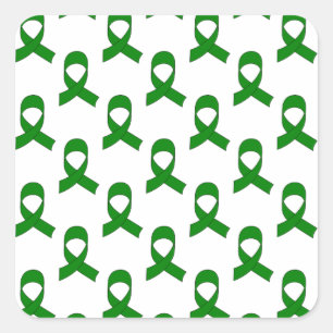 Green Ribbon Pattern Square Sticker