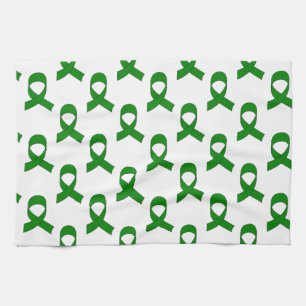 Green Ribbon Pattern Tea Towel