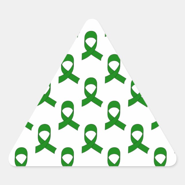 Green Ribbon Pattern Triangle Sticker (Front)