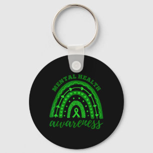 Green Ribbon Rainbow Mental Health Awareness Key Ring