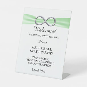 Green Ribbon Silver Infinity Wedding Safety Pedestal Sign