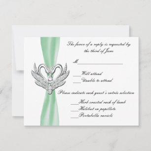 Green Ribbon Silver Swans Response Card