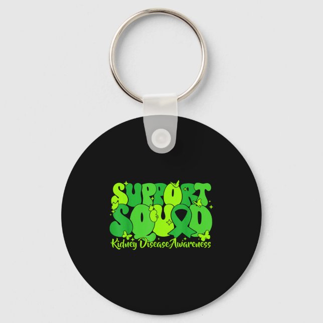 Green ribbon support squad kidney disease awarenes key ring (Front)