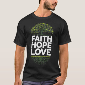 Green Ribbon Tree  Faith Hope Love Mental Health A T-Shirt