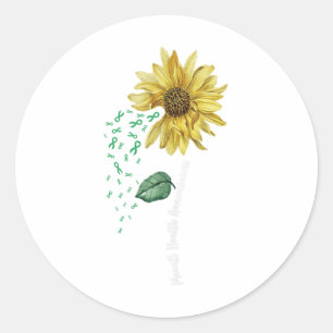 Green Ribbon Warrior & Supporters - Mental Hea Classic Round Sticker