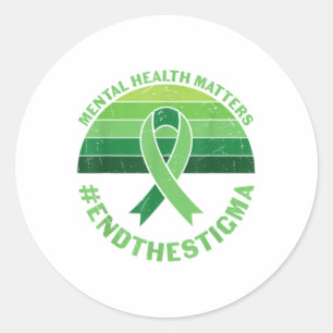 Green Ribbon Warrior &amp; Supporters - Mental Hea Classic Round Sticker