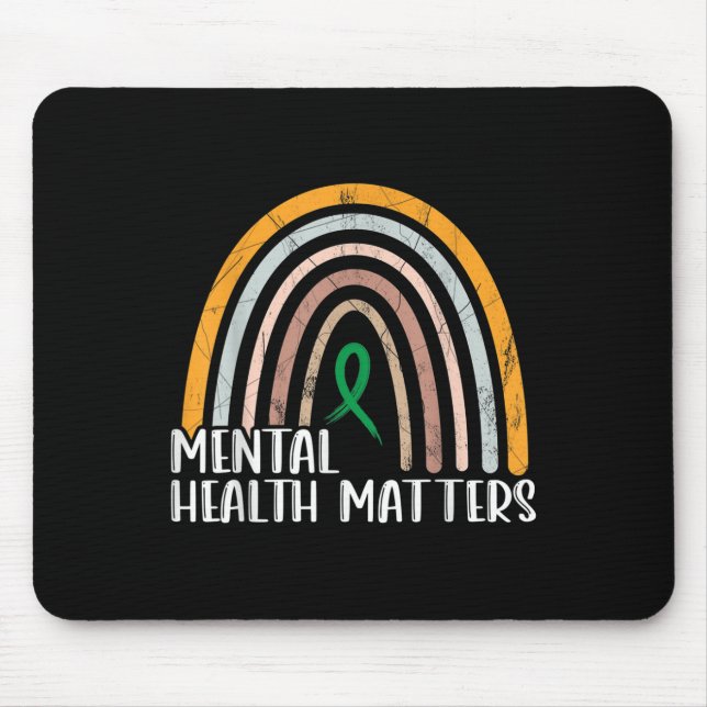Green Ribbon Warrior &amp; Supporters - Mental Hea Mouse Pad (Front)