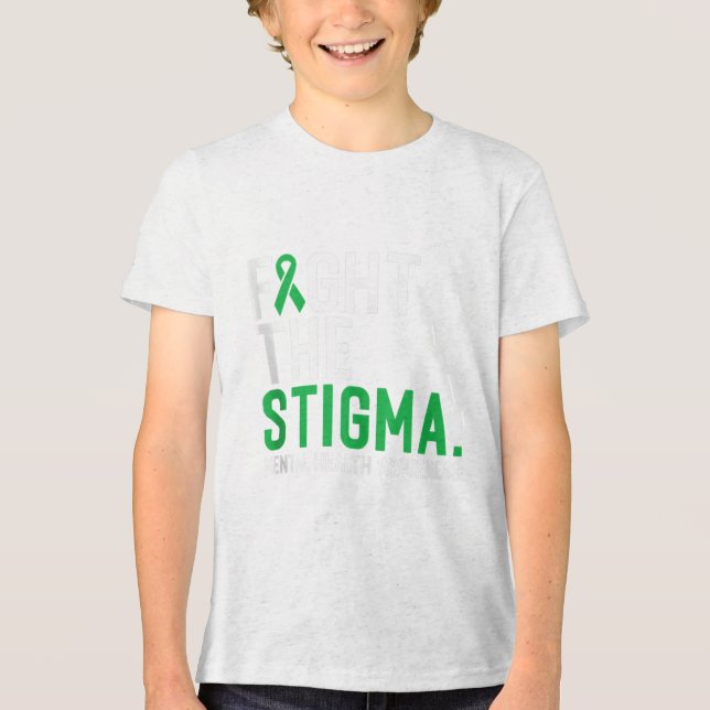Green Ribbon Warrior &amp; Supporters - Mental Hea Tri-Blend Shirt (Front)