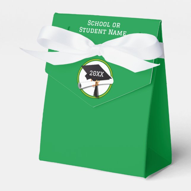 Green Ring on Grad Cap Graduation Favour Box (Front Side)