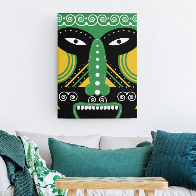 Green Ritual Tribal Canvas Print (Creator Uploaded)