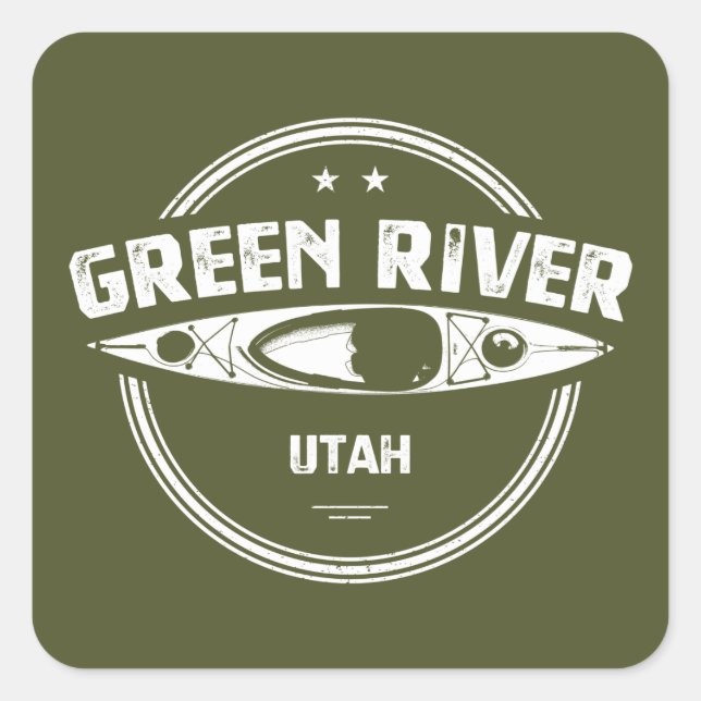 Green River Utah Kayaking Square Sticker (Front)