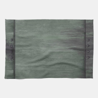 Green riveted steel texture tea towel