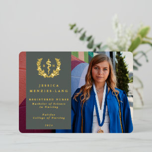 Green RN Asclepius Graduation Photo Announcement