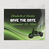 Green road biker/motorcycle wedding Save the Date