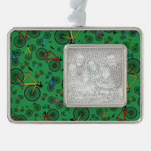 Green road bikes silver plated framed ornament