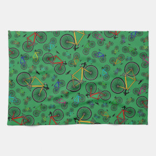 Green road bikes tea towel