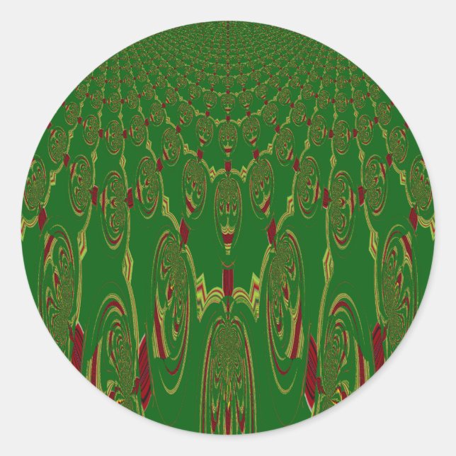 Green Robots Classic Round Sticker (Front)