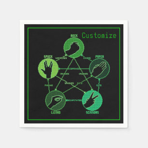 Green Rock Paper Scissors Lizard Spock Napkins