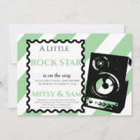 Green Rock Star Rock a Bye Baby Shower Invitation