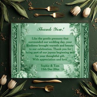 Green Rococo Garden Grand Baroque Opulence Wedding Thank You Card