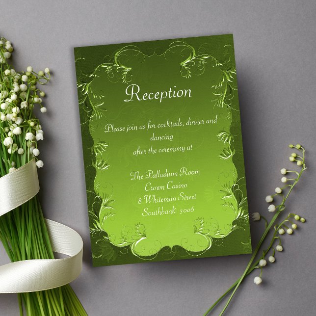 Green Romance Vintage Wedding Reception  Enclosure Card (Creator Uploaded)