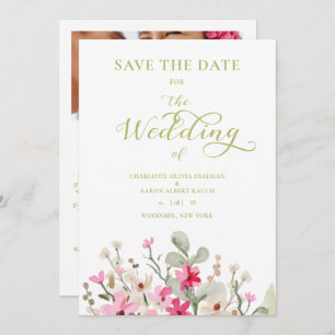 Green Romantic Photo Couple Wedding Floral Wreath