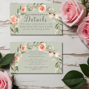 Green, romantic rose wreath enclosure card