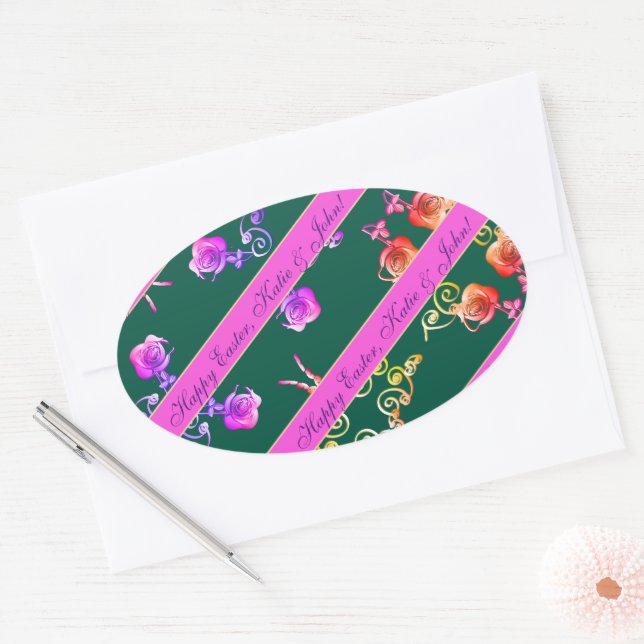 Green Rose Egg Sticker (Envelope)