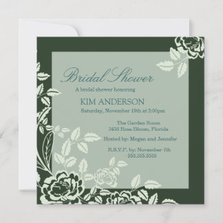 Green Rose Elegant Bridal Shower Invite