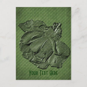 Green Rose Floral Customisable Postcard